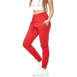 L.gonline Jogginghose Damen Jogginghose, Uni Colour Design 5000, Trainingshose, Fitness (Sweatpants, 1-tlg) Fitness Freizeit Casual rot S