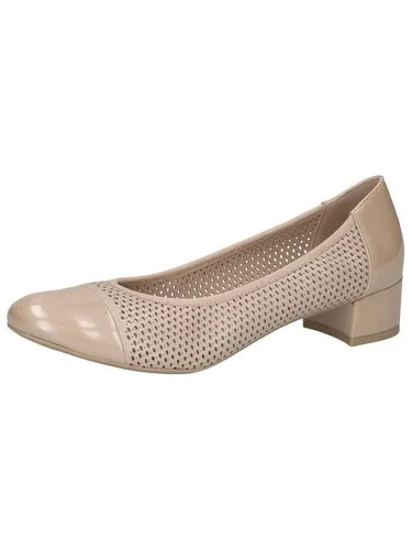 CAPRICE Damen Pumps mit Lochmuster, Beige (Beige Comb), 38.5 EU - Elegante Pumps mit kleinem Absatz, die durch innovative Dämpfungstechnologie und ergonomisches Fußbett höchsten Tragekomfort bieten. Ideal für schicke Anlässe und den täglichen Einsatz.