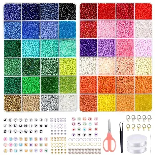 cyancommerce 17180 Stück 3mm Glas-Perlen Set DIY zum Auffädeln Schmuck Bastelset für Armbänder selber machen Mädchen Charms