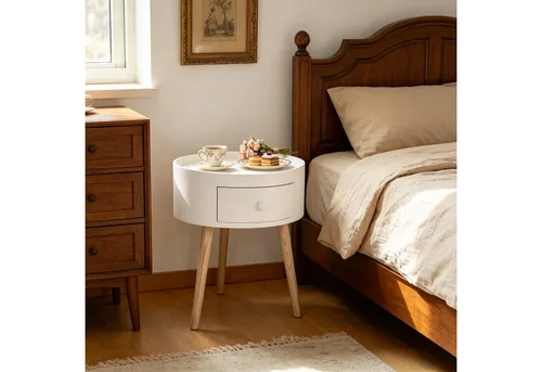 Fine Life Pro Nachttisch mit Schublade – Runder Beistelltisch