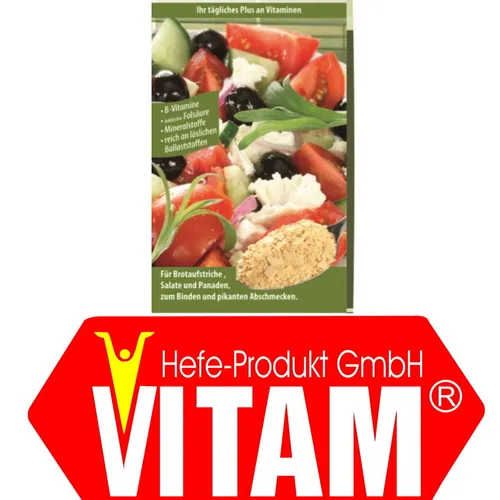 Hefeflocken salzfrei 200g - VITAM - Salzfreie Hefeflocken für eine geschmackvolle Ergänzung in der Küche. Ideal für vegane und glutenfreie Gerichte, hergestellt in Deutschland.