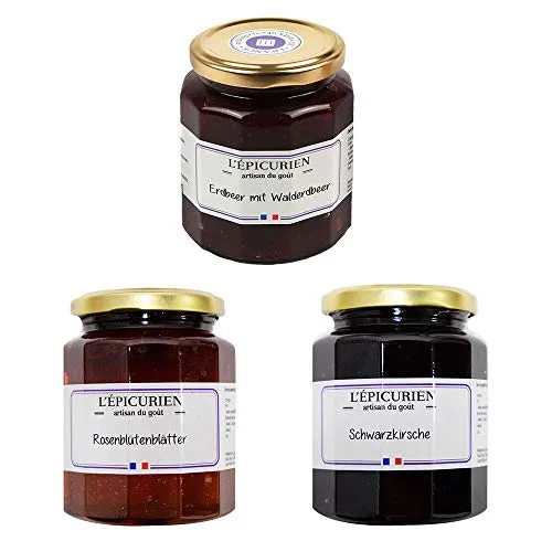 L'Epicurien Konfitüren 3er Probierset, 970g purer Fruchtgenuss