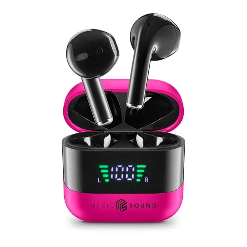 Cellularline Music & Sound Bluetooth Earphones Spark Pink - Kopfhörer mit bis zu 30 Stunden Akkulaufzeit, Auto-Pairing und LED-Anzeige für den Ladezustand – perfekte Begleiter für Musikliebhaber in Pink!
