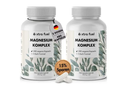 XTRA FUEL Magnesium Komplex* - 5‑fach Formel mit 400mg elementarem Magnesium Kapsel, 551,2 g