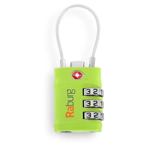 TSA-Zahlenschloss mit 3-stelliger Kombination & flexiblem Drahtbügel Grün