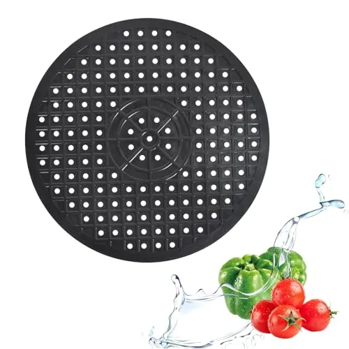 Schutzmatte für Spülbecken Rund, 30.6 cm,Spülbeckenmatte mit Abflussloch, rutschfeste Spülbecken Matte,Spülbeckenschutz Zusammenklappbar, Spülbeckeneinlage Eckig für Geschirr und Becken(Schwarz Rund)