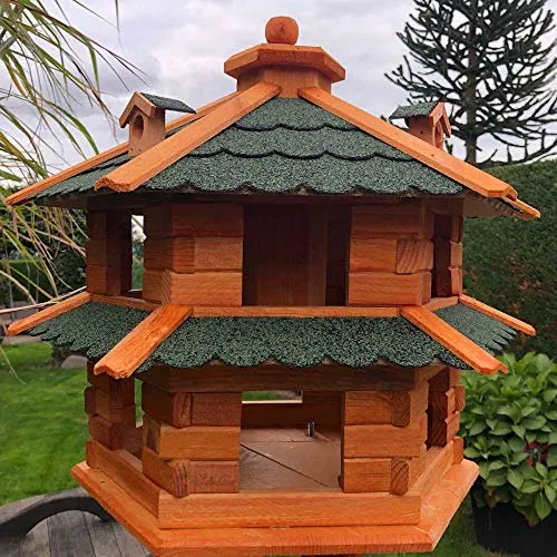 DARLUX Vogelvilla XL - Wetterfestes Futterhaus für Garten und Balkon - Nistkästen - Handgefertigte, wetterfeste Vogelvilla aus hochwertigem Holz mit Futterdosierer für komfortable Fütterung und lange Lebensdauer. Ideal für Garten und Balkon.