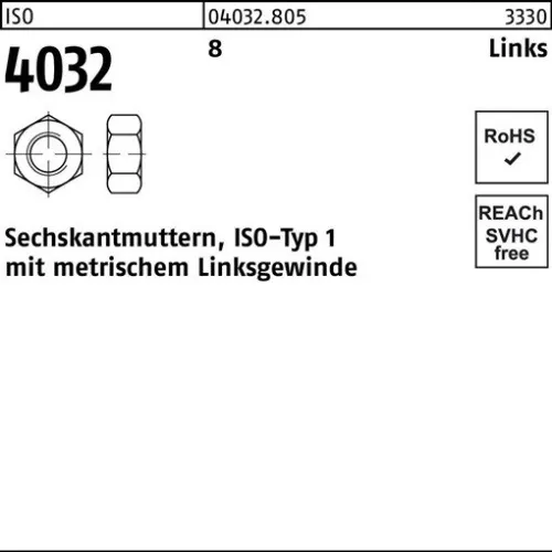 100er PACK(Stk) BUFAB 004032080040080000 Sechskantmutter ISO 4032 links M 8 -LH