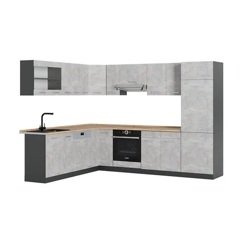 Vicco Winkelküche R-Line, Beton/Anthrazit, 227 x 287 cm von Vicco