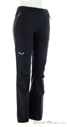 Salewa Women's Sella DST Light Pants - Skitourenhose für Damen - Atmungsaktive Skitourenhose in Schwarz, Größe 38 mit Kantenschutz und Stretch für optimale Beweglichkeit bei alpinen Touren.