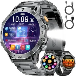 Herren Smartwatch mit Telefonfunktion und 1000 mAh Akku - Diese vielseitige Herren-Smartwatch bietet eine starke Telefonfunktion und einen langlebigen 1000 mAh Akku für bis zu 50 Tage Standby. Perfekt für Sport und Alltag, mit 110+ Sportmodi und IP68 Schutz.