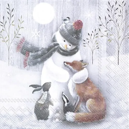 Servietten Frosty Hug - Schneemann umarmt alle 33x33cm 20