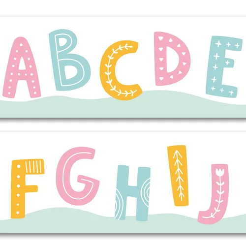 Bordüre Alphabet 15cm x 200cm Selbstklebend Kinderzimmer Wandtattoo Baby Y033