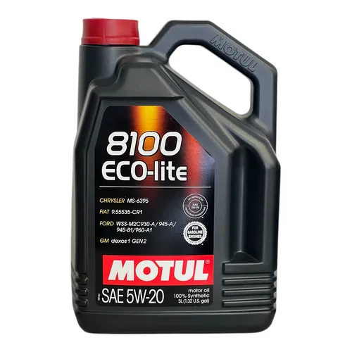 MOTUL 8100 eco-lite 5W-20 Motoröl - Vollsynthetisches Motoröl, speziell für GM, Opel, Ford und Fiat entwickelt, sorgt für optimale Motorpflege und -wartung.