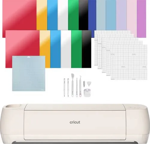 CRICUT Explore™ 4 + Essentials-Bundle Plotter - Drucker für kreative DIY-Projekte, schneidet über 100 Materialien mit Präzision und Geschwindigkeit, inkl. Smart Materials für bis zu 3,6 m lange Schnitte ohne Matte.