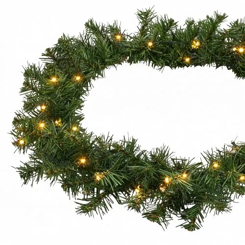 Weihnachtsgirlande mit 70 warmweißen LEDs - 540 cm - Girlanden für Festlichkeiten: Diese flexible Tannengirlande mit 70 warmweißen LEDs bietet eine 6-Stunden Timer-Funktion für stressfreies Dekorieren, ideal für Innen- und Außenbereiche.