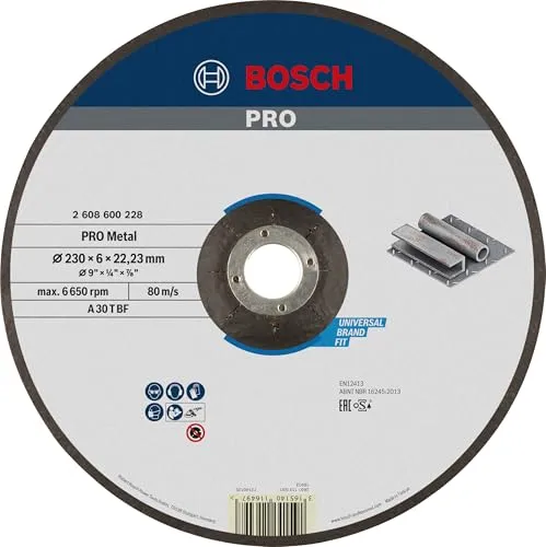 Produktbild Bosch 1x PRO Metal Longlife Schleifscheibe für große Winkelschleifer und 22,23‑mm-Bohrung (für Stahl, Ø 230 mm, Professional Zubehör Großer Winkelschleifer)