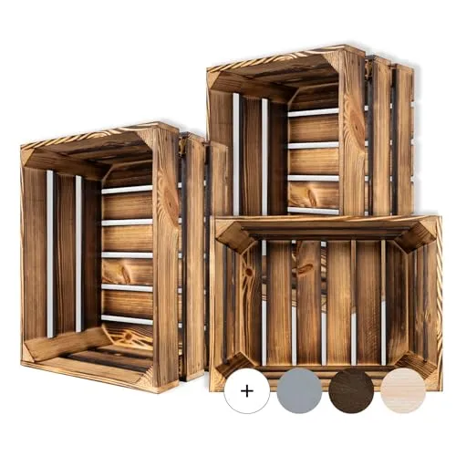 Creative Deco Vintage Holzkiste 3er Set | 40 x 30 x 23 cm | Deko- und Aufbewahrungskiste - Vielseitige Vintage Holzkiste aus hochwertigem Kiefernholz, ideal für Geschenke oder zur Aufbewahrung. Praktische Größe und ansprechendes Design für jeden Raum.