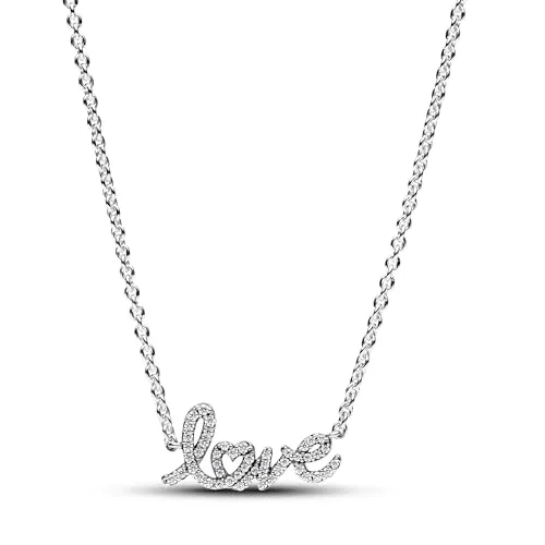 PANDORA Moments Funkelnde Handgeschriebenes Love Collier in silber von Pandora