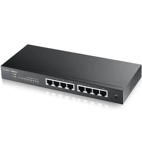 Zyxel 8-Port Gigabit Switch - Unmanaged Switch mit 8x 1G Ports, ideal für einfache Netzwerkinstallationen und hohe Übertragungsraten.