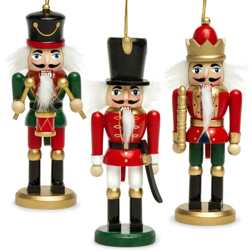 SIKORA NK-F große XL Nussknacker Figuren Weihnachtsbaum Anhänger 3er Set H 15 cm