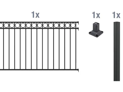 ALBERTS Zaun-Anbauset Circle, matt-schwarz, 100 cm
