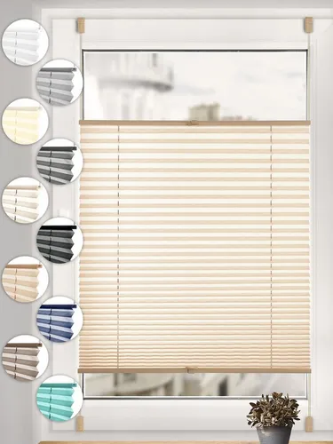Sonello Plissee ohne Bohren Rollo Klemmfix für Fenster & Tür Lichtschutz, blickdicht, ohne Bohren, verspannt, Klemmfix, 30cm x 100cm Beige Faltrollo, Easyfix, Sonnenschutzrollo, Jalousie
