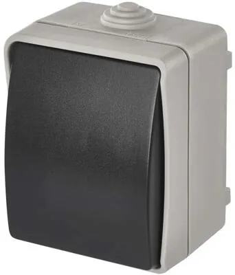 EMOS A1399 Schalter, IP54, 1/0, 1 Taste, grau/schwarz (1950011201)