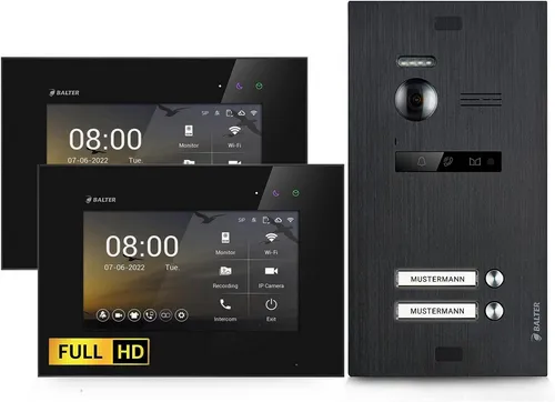 Balter EVO-HD Video Türsprechanlage - Haus-Alarmanlagen mit 7 Zoll HD Monitor, 175° Weitwinkelkamera und einfacher 2-Draht-Installation für optimale Sicherheit und Komfort im Zweifamilienhaus.