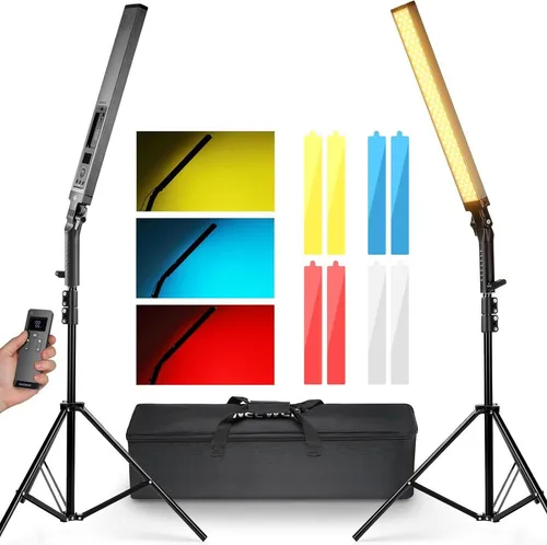 Neewer Videoleuchte BH20B 2er Pack LED Video Lichtstab, dimmbare 3200K~5600K, CRI97+, 2,4G Fernbedienungsset, mit Ständern/Filtern/Tasche, für Video Foto