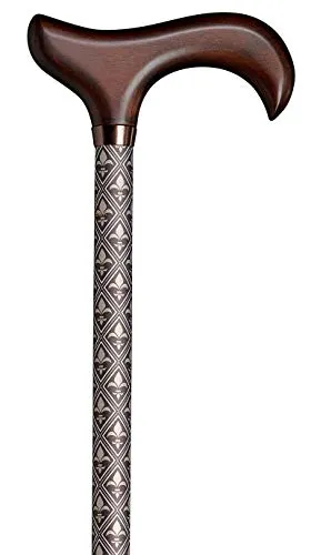 Gehstock Step-Derby LILIE, eleganter Derbygriff aus Hartholz, aufgesetzt auf einen Stock aus stabilem Leichtmetall, höhenverstellbar, inklusiv elegantem Gummipuffer.