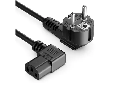 deleyCON deleyCON 3m Kaltgerätekabel Typ F (CEE 7/4) 90° - C13 Buchse 90° Stromkabel