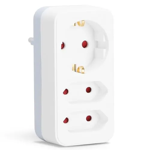 Aigostar Steckdosenadapter 3-fach mit Kindersicherung Mehrfachsteckdose Tragbar für Steckdose (2 x Eurosteckdose und 1 x Schutzkontakt) weiß