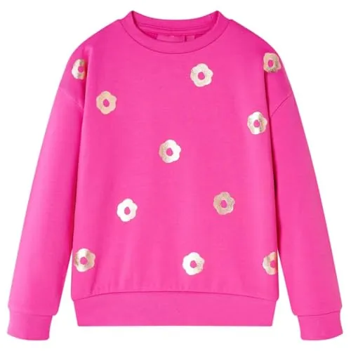 vidaXL Kinder Sweatshirt mit Blumenmuster Langarmshirt Pullover Pulli Dunkelrosa 116