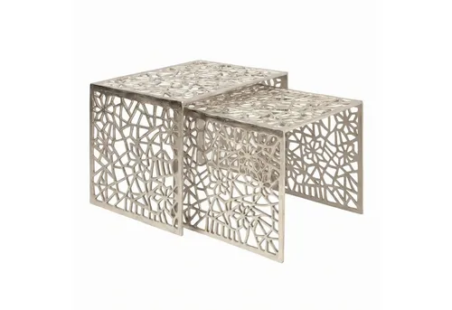 Wohnling 2er Set Couchtisch Aluminium Silber