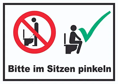 HB-Druck Bitte im Sitzen pinkeln Schild A6 Rückseite selbstklebend