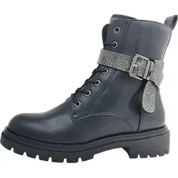 MARCO TOZZI Schnürstiefelette mit Blockabsatz - Wanderschuhe mit modischem Design, wärmendem Innenmaterial und schmuckbesetztem Zierriemen für einen trendigen Look.
