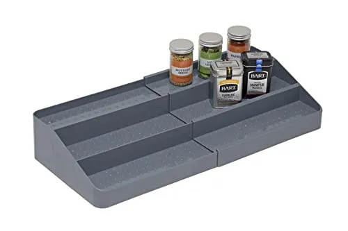 simplywire – Erweiterbares 3-stufiges Gewürzregal – Küchenschrank-Organizer – Grau