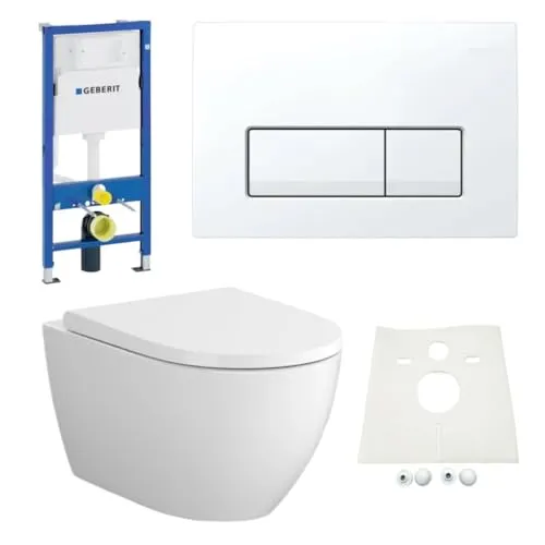 Vorwandelement + Bartolo WC + Drückerplatte + WC-Sitz Delta51 Star - Komplettes Set für moderne Bäder: Vorwandelement mit Bartolo WC, eleganter Drückerplatte und komfortablem WC-Sitz Delta51 Star. Ideal für eine stilvolle und funktionale Gestaltung Ihres Badezimmers.