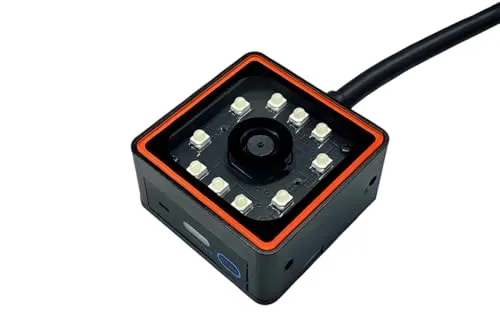 HDWR HD360 Industrieller 1D/2D-QR- und Barcode-Scanner, stationärer USB, automatisches Scannen, Aluminiumgehäuse, IP65, ideal für Produktionslinien, Hochgeschwindigkeitslesen, Externe Geräte