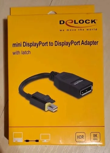 Delock DisplayPort-Adapter 8K Unterstützung - DP-Adapter von Mini DisplayPort (M) auf DisplayPort (W), 15 cm lang, halogenfrei und unterstützt 8K für beeindruckende Bildqualität.