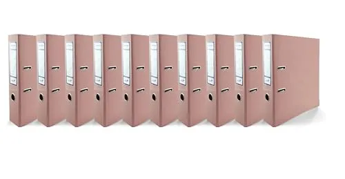Netuno 10x Akten-Ordner glänzend Pastellrosa DIN A4 Ekobox Premium Edition 2-Ring-Mechanik Ringorder A4 75mm Kunststoff Ordner breit Büroordner Plastikordner Briefordner Ringmappe breiter Aktenordner