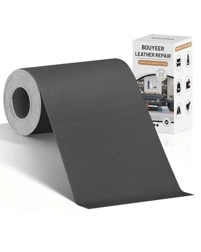 BOUYEER Leder Reparatur Set Dunkelgrau, 40x210 cm Kunstleder Selbstklebend, Umweltfreundliche & Geruchsfrei Kunstleder Reparaturset, Möbel/Sofa/Autositze/Taschen/Renovierung, Dunkelgrau