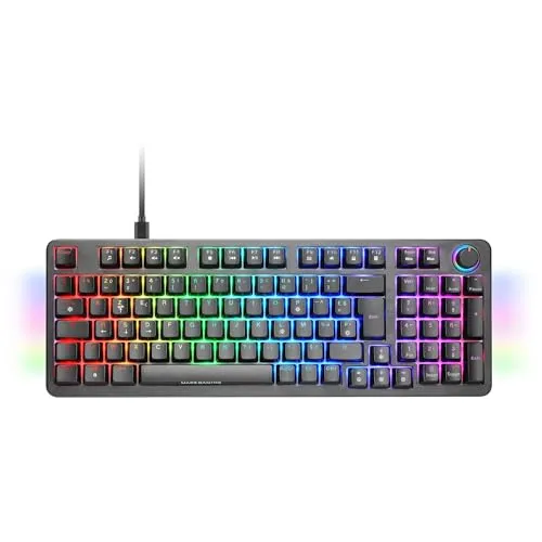 Mars Gaming MKPRO, Vollständige Mechanische Gaming-Tastatur, RGB Chroma, Mechanik Hot-Swap Switches, Antighosting, Steuerrad, Erweiterte Software, Multiplattform, Silent Switch, Französisch, Schwarz
