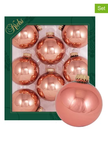 Krebs Glas Lauscha Christbaumkugeln in Rosa - 8 Stück, Damen