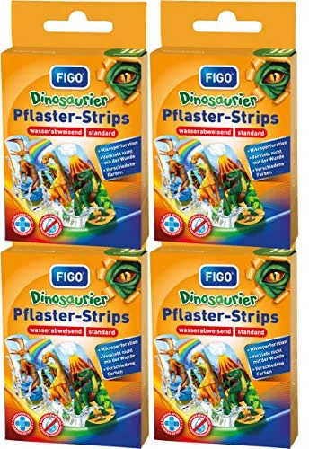 varivendo Notizblock + FIGO Kinderpflaster Dino Pflaster 40 Stück – wasserfest, hautfreundlich, klinisch getestet – Größenmix in 4 Boxen