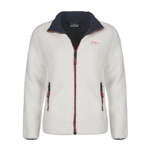 Leitfeuer Damen Fleecejacke mit Stehkragen - Jacke Berberfleece mit Reißverschlusstaschen in Beige Größe XL