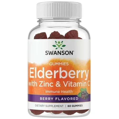 Produktbild Swanson Elderberry Gummies with Zinc & Vitamin C, Berry - 60 (315,00 EUR/kg)