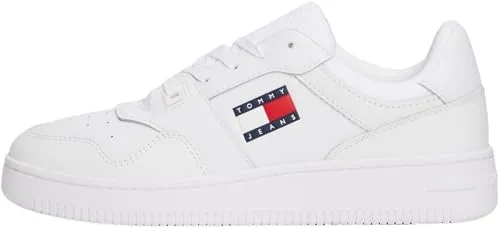 Tommy Jeans Damen Basketball Sneaker mit Logo, Weiß (White), 36