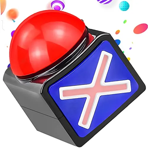 Buzzer mit Sound und LED-Beleuchtung, Batteriebetrieben Ideal für Party Spieleabende, Quiz-Shows und Feiern - 9.6 x 13 x 11cm